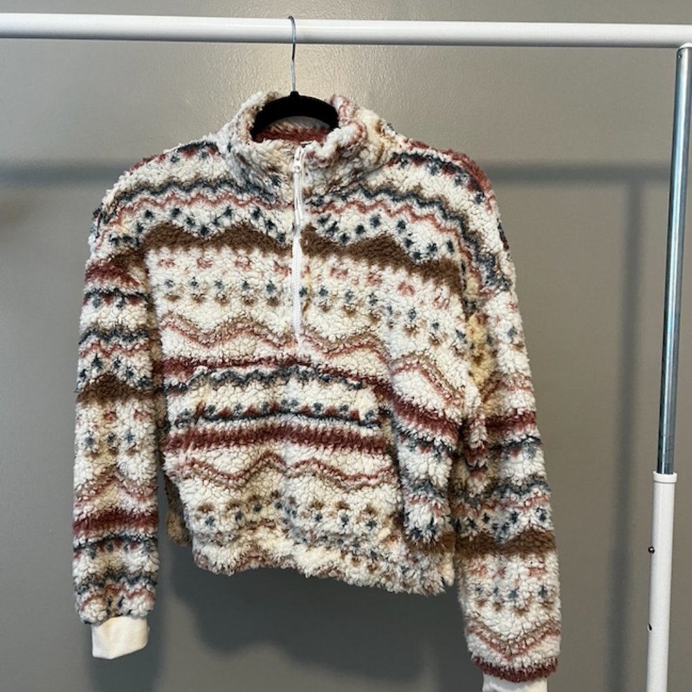 Sherpa Quarter-Zip Long-Sleeve Top